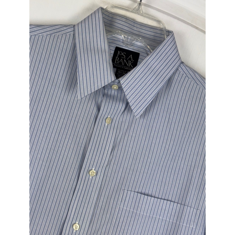 Jos A Bank 15.5 X 34 Striped Dress Shirt Tailored Fit Long Sleeve Button Up